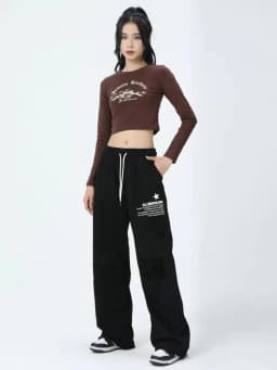 Letter Print Wide Leg Pants Women New Woman Trousers Y2K Streetwear Summer Women's Sport Pants with Drawstring Korean Fashion