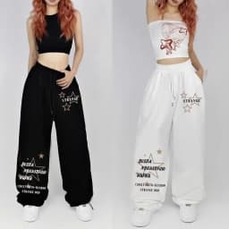 Letter Print Wide Leg Pants Women New Woman Trousers Y2K Streetwear Summer Women's Sport Pants with Drawstring Korean Fashion