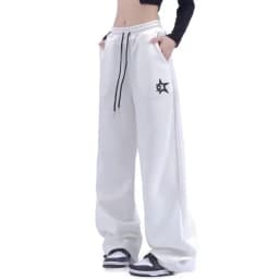 Letter Print Wide Leg Pants Women New Woman Trousers Y2K Streetwear Summer Women's Sport Pants with Drawstring Korean Fashion