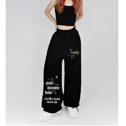 Letter Print Wide Leg Pants Women New Woman Trousers Y2K Streetwear Summer Women's Sport Pants with Drawstring Korean Fashion