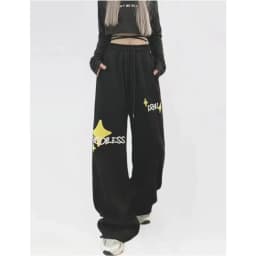 Letter Print Wide Leg Pants Women New Woman Trousers Y2K Streetwear Summer Women's Sport Pants with Drawstring Korean Fashion