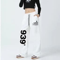 Letter Print Wide Leg Pants Women New Woman Trousers Y2K Streetwear Summer Women's Sport Pants with Drawstring Korean Fashion
