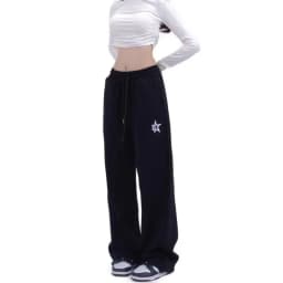 Letter Print Wide Leg Pants Women New Woman Trousers Y2K Streetwear Summer Women's Sport Pants with Drawstring Korean Fashion