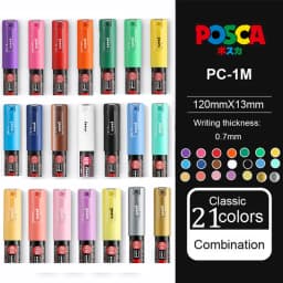 21/24 Colors UNI Posca Marker PC-1M/3M/5M Waterproof Acrylic Marcadores Art Supplies Graffiti Manga Design Painting Stationery