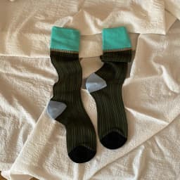 Women Ladies Summer Thin Breathable Glass Silk Thin Transparent Striped Socks Middle Tube Design and Creative Color Blocking Sox