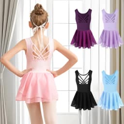 Girls Tank Ballet Leotards with Skirt Toddler Dance Dress,Cute Butterfly Hollow Back