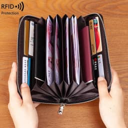 RFID Anti-Theft Cowhide Leather Wallet, Brush Head Layer, Long Passbook, Large Capacity Clutch Bag