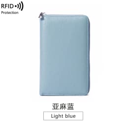RFID Anti-Theft Cowhide Leather Wallet, Brush Head Layer, Long Passbook, Large Capacity Clutch Bag