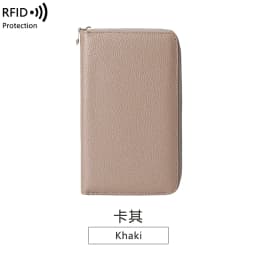 RFID Anti-Theft Cowhide Leather Wallet, Brush Head Layer, Long Passbook, Large Capacity Clutch Bag