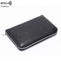 RFID Anti-Theft Cowhide Leather Wallet, Brush Head Layer, Long Passbook, Large Capacity Clutch Bag