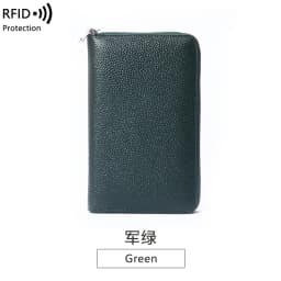 RFID Anti-Theft Cowhide Leather Wallet, Brush Head Layer, Long Passbook, Large Capacity Clutch Bag