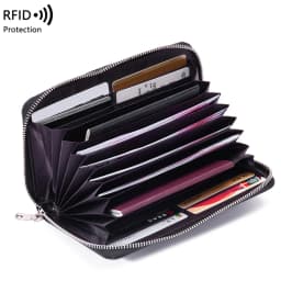 RFID Anti-Theft Cowhide Leather Wallet, Brush Head Layer, Long Passbook, Large Capacity Clutch Bag