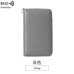 RFID Anti-Theft Cowhide Leather Wallet, Brush Head Layer, Long Passbook, Large Capacity Clutch Bag