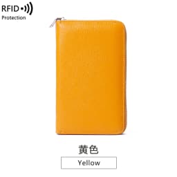 RFID Anti-Theft Cowhide Leather Wallet, Brush Head Layer, Long Passbook, Large Capacity Clutch Bag