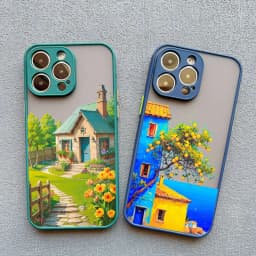 Vacation Villa House Scene Landscape Phone Case for iPhone 17 16 12 13 14 11 15 Pro Max Mini Plus XR XS X Cartoon Scenery Case