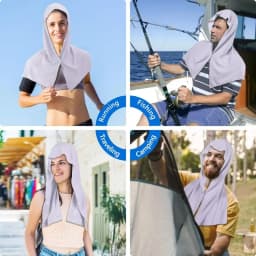 Cooling Hoodie Towel Cooling Towels Quick Drying Absorbent Towels for Neck and Face UV Protection Sport Workout Camping Cycling