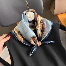 New Arrival 2024 Brand 100% Real Silk Satin Women Scarf Printed Foulard Femme Square Head Scarfs Bandana Shawl Gift For Lady