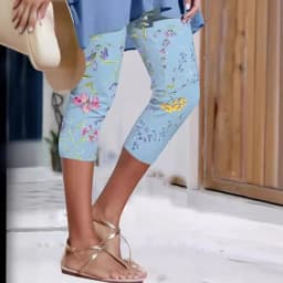 Summer leisure new digital printing slim cropped pants leggings ladies