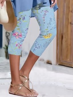 Summer leisure new digital printing slim cropped pants leggings ladies