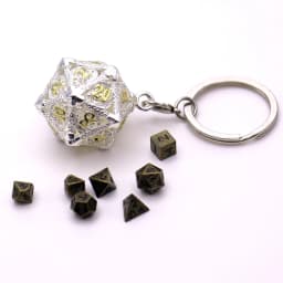 D20 Metal Hollow Box&7pcs Metal Dice Set, Portable Board Game Dice Mini Kit, Gamer Accessories