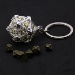 D20 Metal Hollow Box&7pcs Metal Dice Set, Portable Board Game Dice Mini Kit, Gamer Accessories
