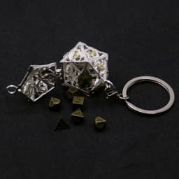 D20 Metal Hollow Box&7pcs Metal Dice Set, Portable Board Game Dice Mini Kit, Gamer Accessories