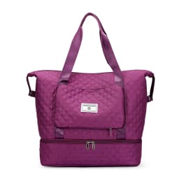 Large Capacity Travel Dufffle Bag for Women Lightweight Argyle Pattern Weekend Overnight Bag Thickened Gym Storage Bag