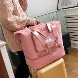 Large Capacity Travel Dufffle Bag for Women Lightweight Argyle Pattern Weekend Overnight Bag Thickened Gym Storage Bag