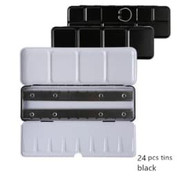 Black Empty Watercolor Paint Tin Box Palette With Full Pan/Half Pan Metal Watercolor Paint Tray For Art Painting