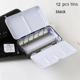 Black Empty Watercolor Paint Tin Box Palette With Full Pan/Half Pan Metal Watercolor Paint Tray For Art Painting
