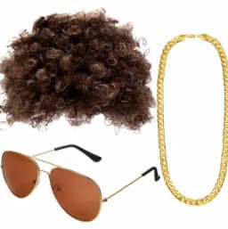 RichMoho Men Hippie Costume Set Disco Costume Accessories Women Disco Necklace Sunglasses Mustache
