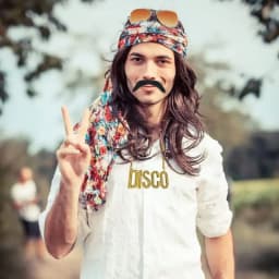 RichMoho Men Hippie Costume Set Disco Costume Accessories Women Disco Necklace Sunglasses Mustache
