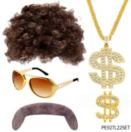 RichMoho Men Hippie Costume Set Disco Costume Accessories Women Disco Necklace Sunglasses Mustache