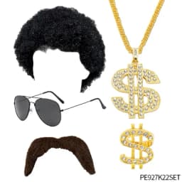 RichMoho Men Hippie Costume Set Disco Costume Accessories Women Disco Necklace Sunglasses Mustache