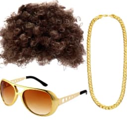 RichMoho Men Hippie Costume Set Disco Costume Accessories Women Disco Necklace Sunglasses Mustache