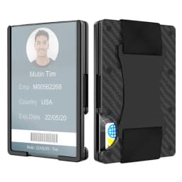 Minimalist Wallet with Airtag Holder and Money Clip - Aluminum RFID Blocking Mini Wallet with High Card Capacity