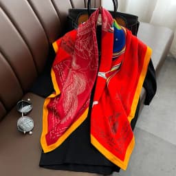 Twill Silk Scarf Women 90cm Square Hijab Shawls And Wraps Female Foulard Headkerchief Elegant Floral Summer Autumn Lady Bandana