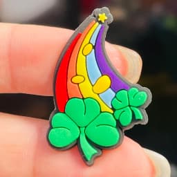1-13Pcs Mardi Gras Four-leafed Clover PVC Kids Shoes Charms Buckle Clog Beer Slipper Decoration DIY Backpack