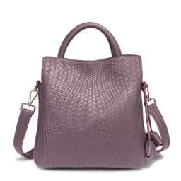 Fashionable and luxurious woven pattern casual versatile black woven pattern daily commuting cowhide women's handbag