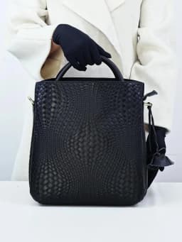 Fashionable and luxurious woven pattern casual versatile black woven pattern daily commuting cowhide women's handbag
