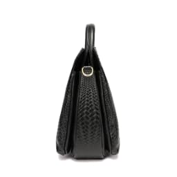 Fashionable and luxurious woven pattern casual versatile black woven pattern daily commuting cowhide women's handbag