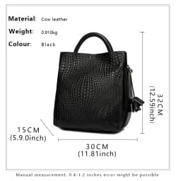 Fashionable and luxurious woven pattern casual versatile black woven pattern daily commuting cowhide women's handbag