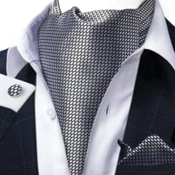 Men's Ascot Tie Silver Plaid Red Paisley Pink Golden Color Solid Neck Tie Set with Handkerchief Cufflinks Wedding Party Gift