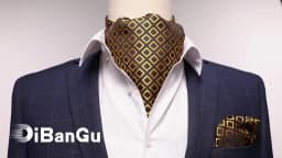 Men's Ascot Tie Silver Plaid Red Paisley Pink Golden Color Solid Neck Tie Set with Handkerchief Cufflinks Wedding Party Gift