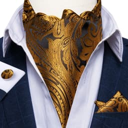 Men's Ascot Tie Silver Plaid Red Paisley Pink Golden Color Solid Neck Tie Set with Handkerchief Cufflinks Wedding Party Gift