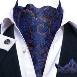 Men's Ascot Tie Silver Plaid Red Paisley Pink Golden Color Solid Neck Tie Set with Handkerchief Cufflinks Wedding Party Gift