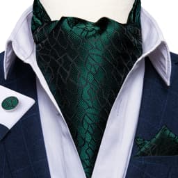 Men's Ascot Tie Silver Plaid Red Paisley Pink Golden Color Solid Neck Tie Set with Handkerchief Cufflinks Wedding Party Gift