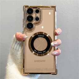 Luxury Plating Magnetic Clear Case for Samsung Galaxy A55 5G A56 A54 S25 Edge S24 Ultra S23 FE S22 S21 Shockproof Silicone Cover