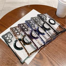 Luxury Plating Magnetic Clear Case for Samsung Galaxy A55 5G A56 A54 S25 Edge S24 Ultra S23 FE S22 S21 Shockproof Silicone Cover