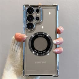 Luxury Plating Magnetic Clear Case for Samsung Galaxy A55 5G A56 A54 S25 Edge S24 Ultra S23 FE S22 S21 Shockproof Silicone Cover
